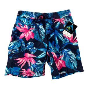 Kanu Surf Floral Print Swim Board Shorts Quick Dry Cargo Pocket Beach Cover up